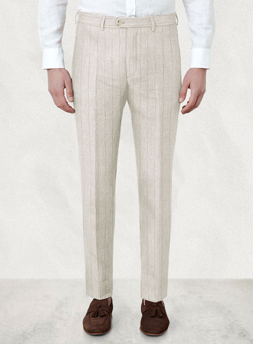 Italian Linen Tato Stripe Pants - StudioSuits
