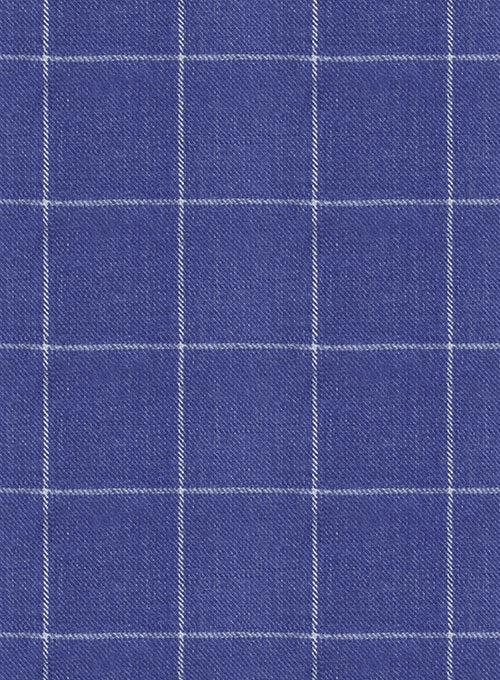 Italian Linen Lapis Blue Checks Jacket - StudioSuits