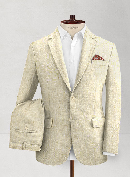 Italian Linen Summer Beige Suit - StudioSuits