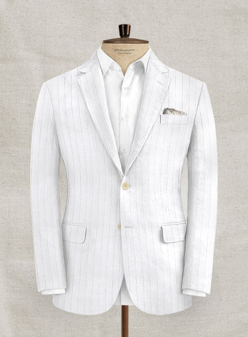 Italian Linen White Stripe Jacket - StudioSuits