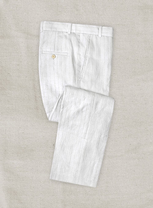 Italian Linen White Stripe Pants - StudioSuits