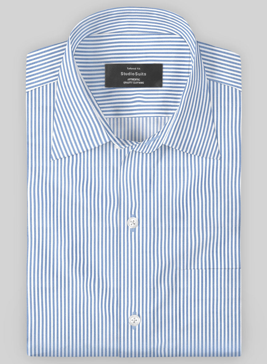 Italian Lombardo Angel Blue Stripes Shirt - StudioSuits
