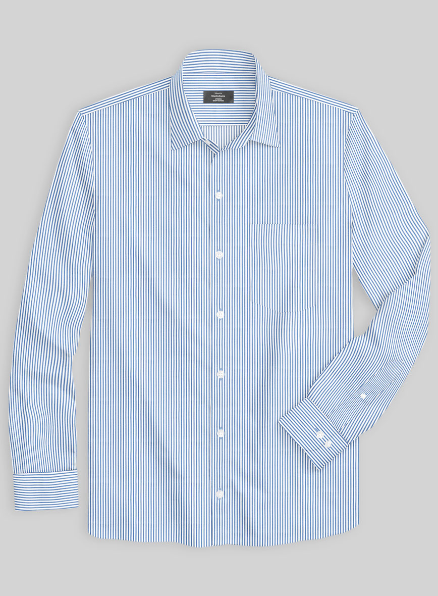 Italian Lombardo Angel Blue Stripes Shirt - StudioSuits