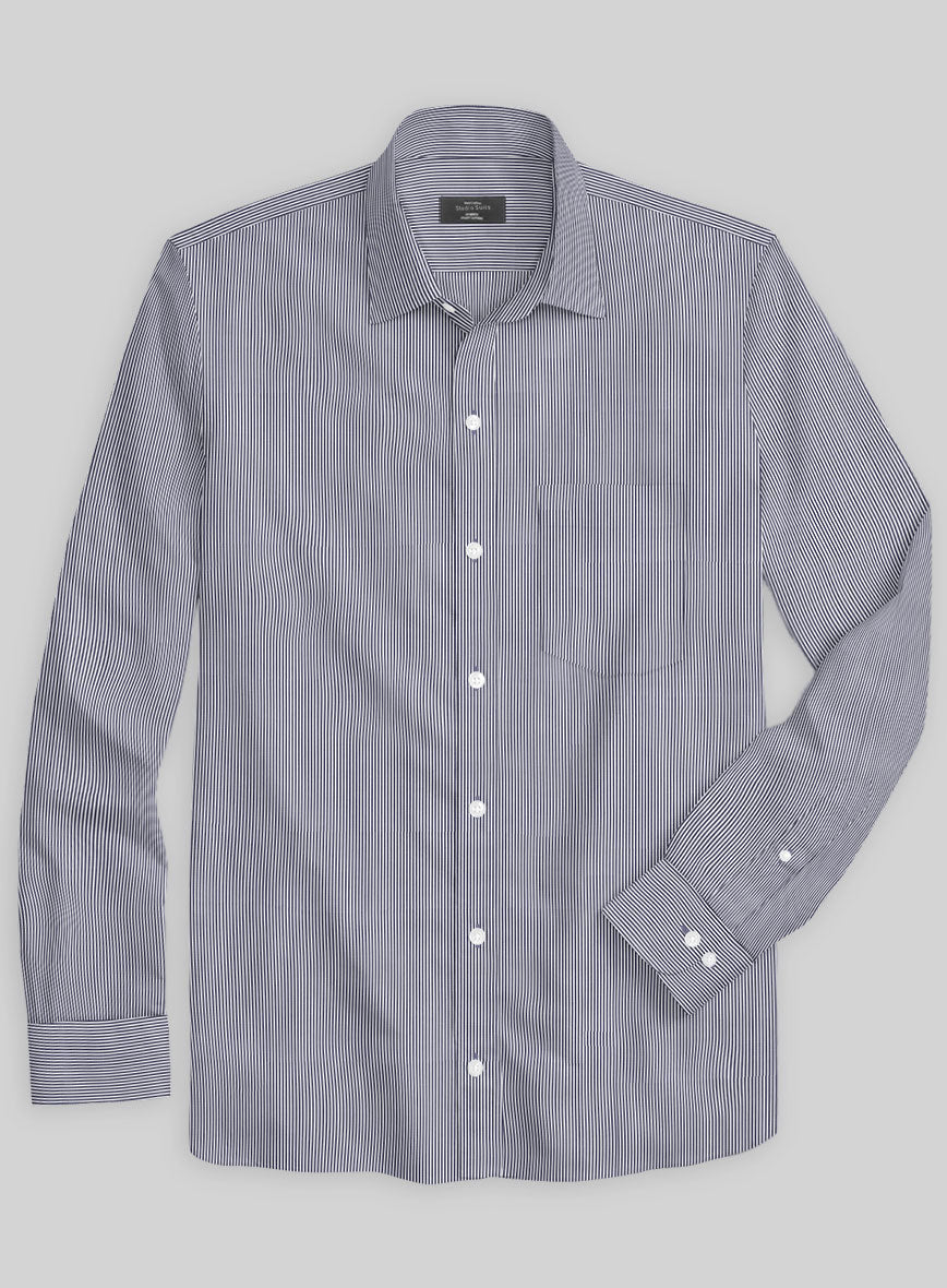 Italian Lombardo Candy Navy Blue Stripes Shirt - StudioSuits