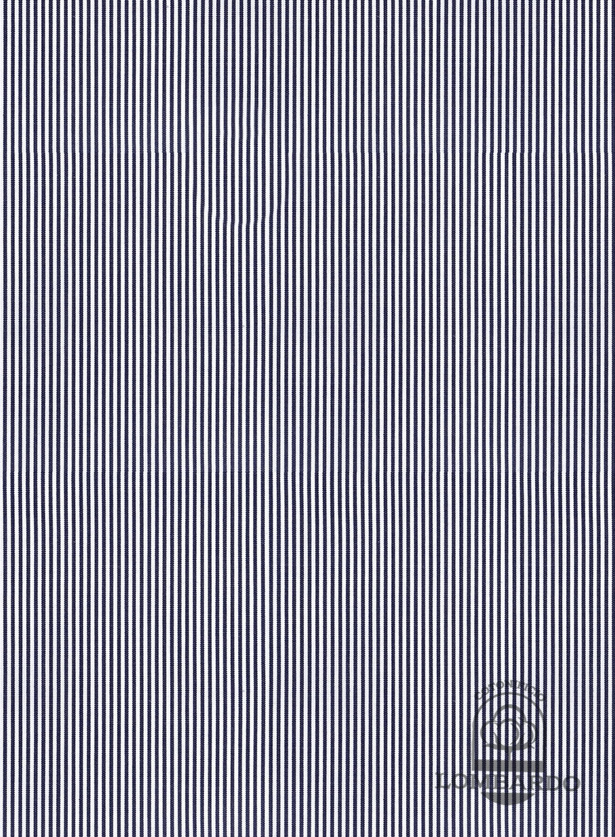 Italian Lombardo Candy Navy Blue Stripes Shirt - StudioSuits