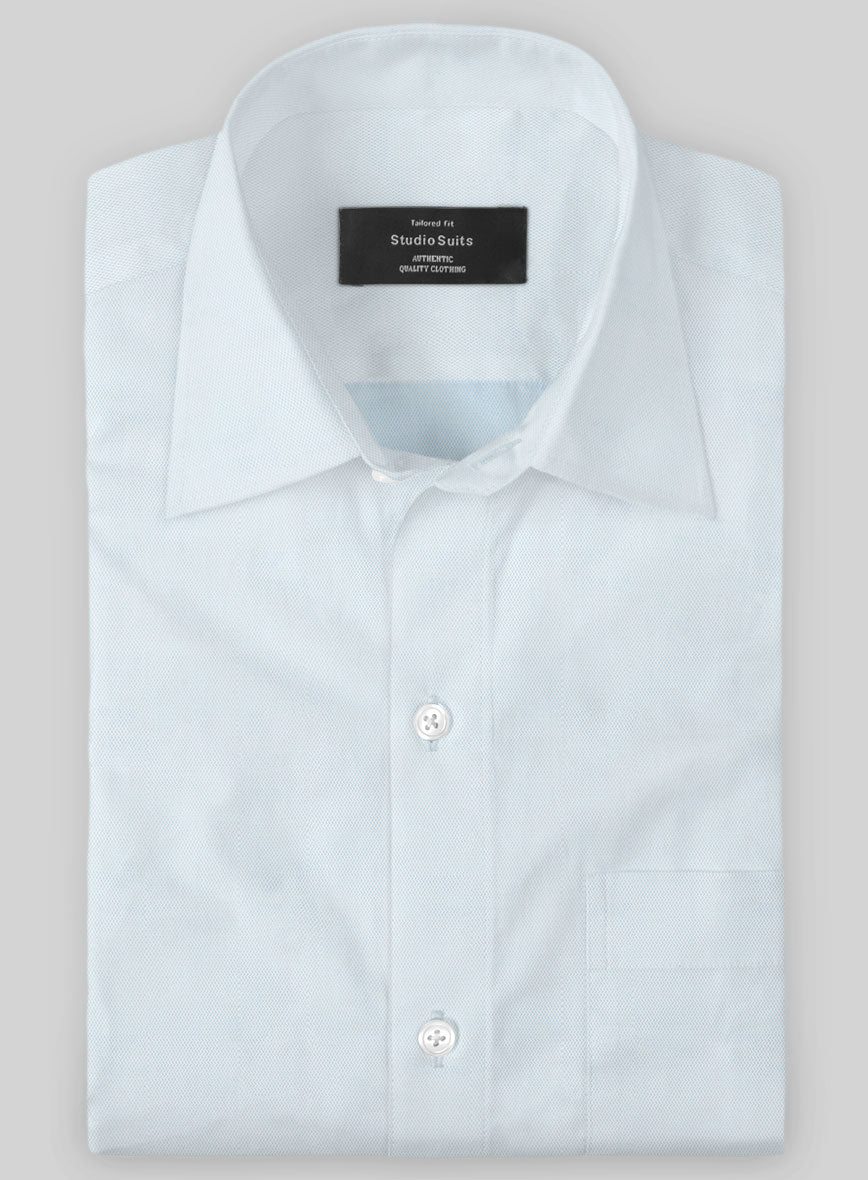 Italian Lombardo Chevron Blue Shirt - StudioSuits
