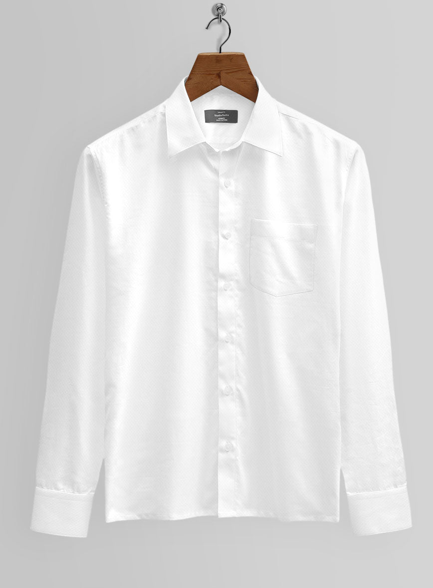 Italian Lombardo Dobby White Shirt - StudioSuits