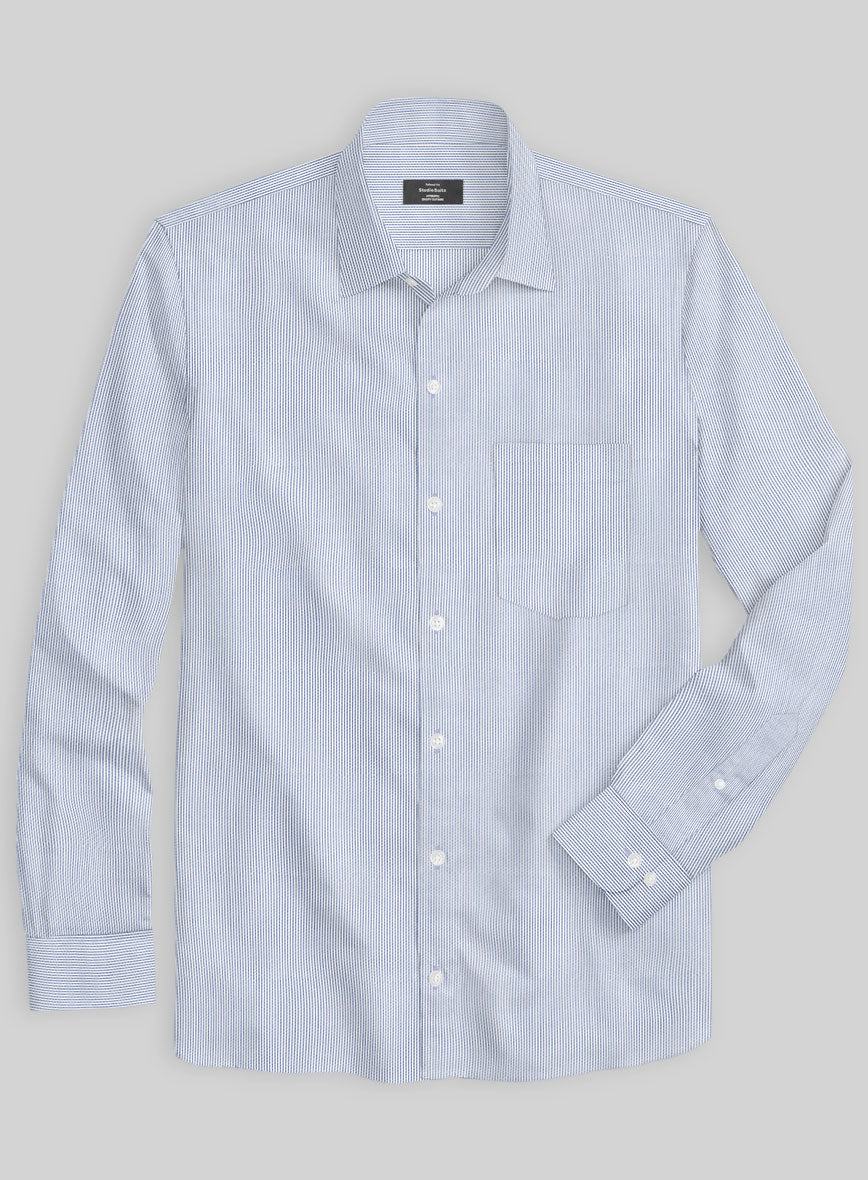 Italian Lombardo Hawkes Blue Pinstripe Shirt - StudioSuits
