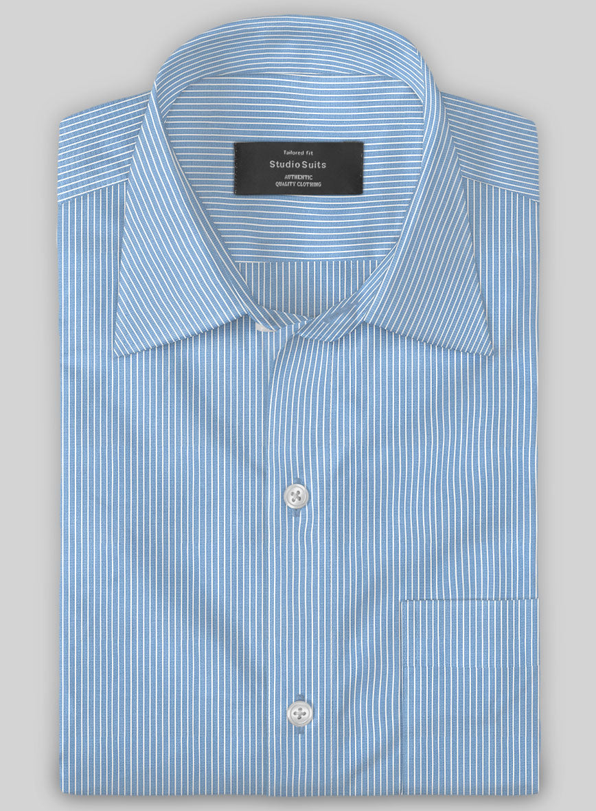 Italian Lombardo Mabel Blue Pinstripe Shirt - StudioSuits