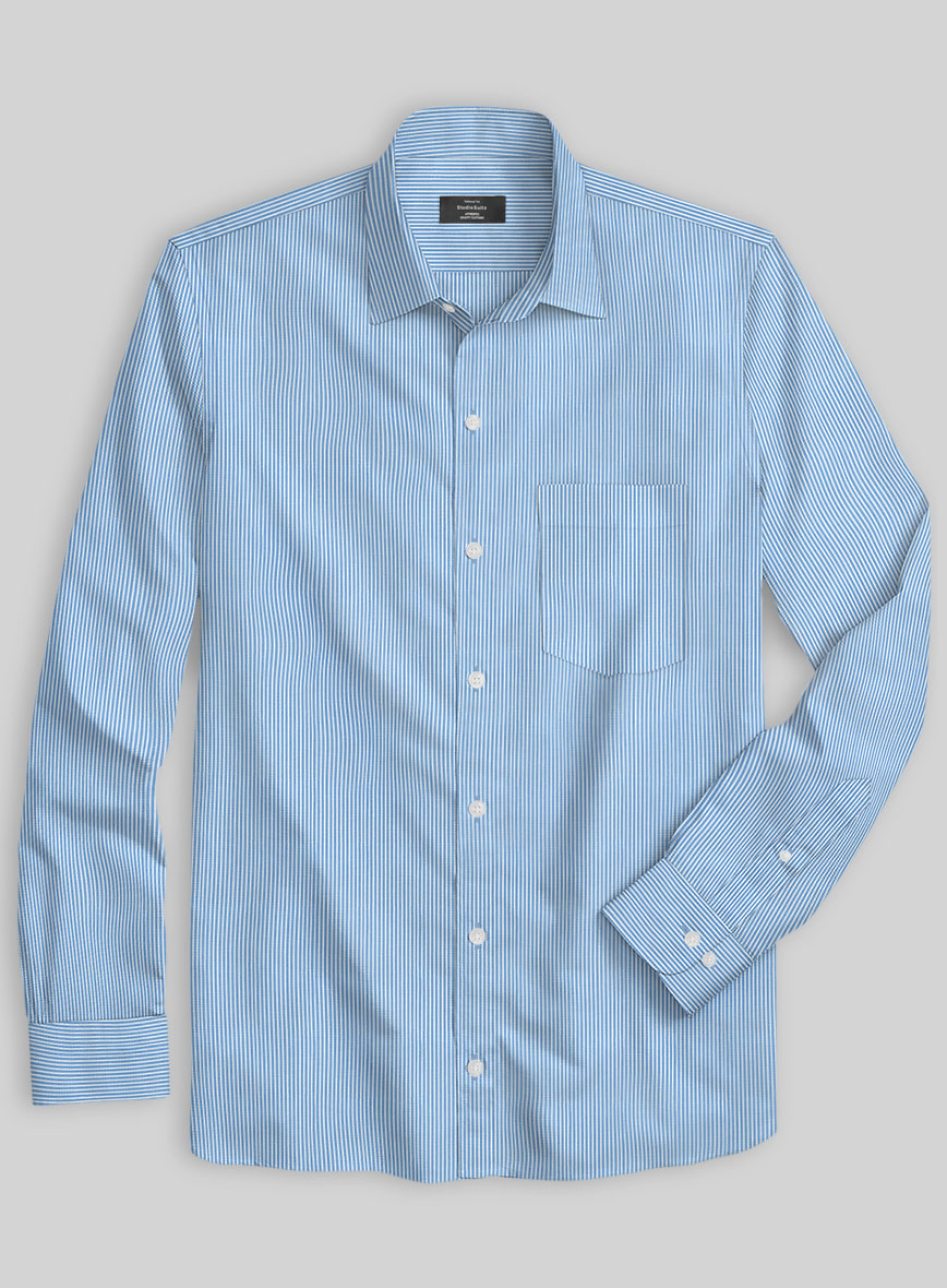 Italian Lombardo Mabel Blue Pinstripe Shirt - StudioSuits