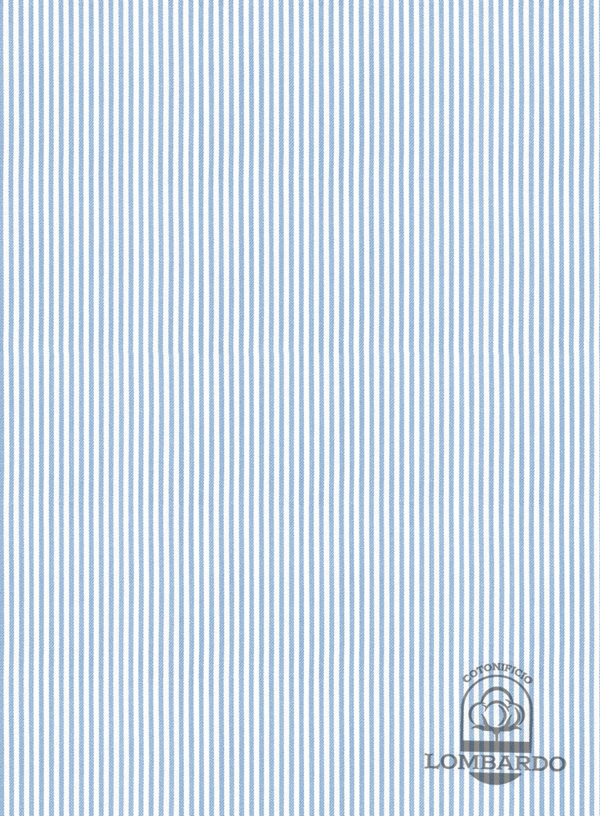 Italian Lombardo Mid Blue Stripes Shirt - StudioSuits