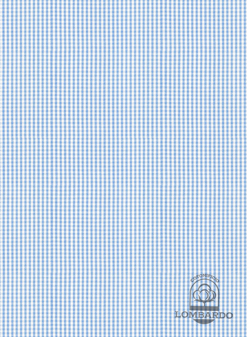 Italian Lombardo Mini Gingham Blue Checks Shirt - StudioSuits
