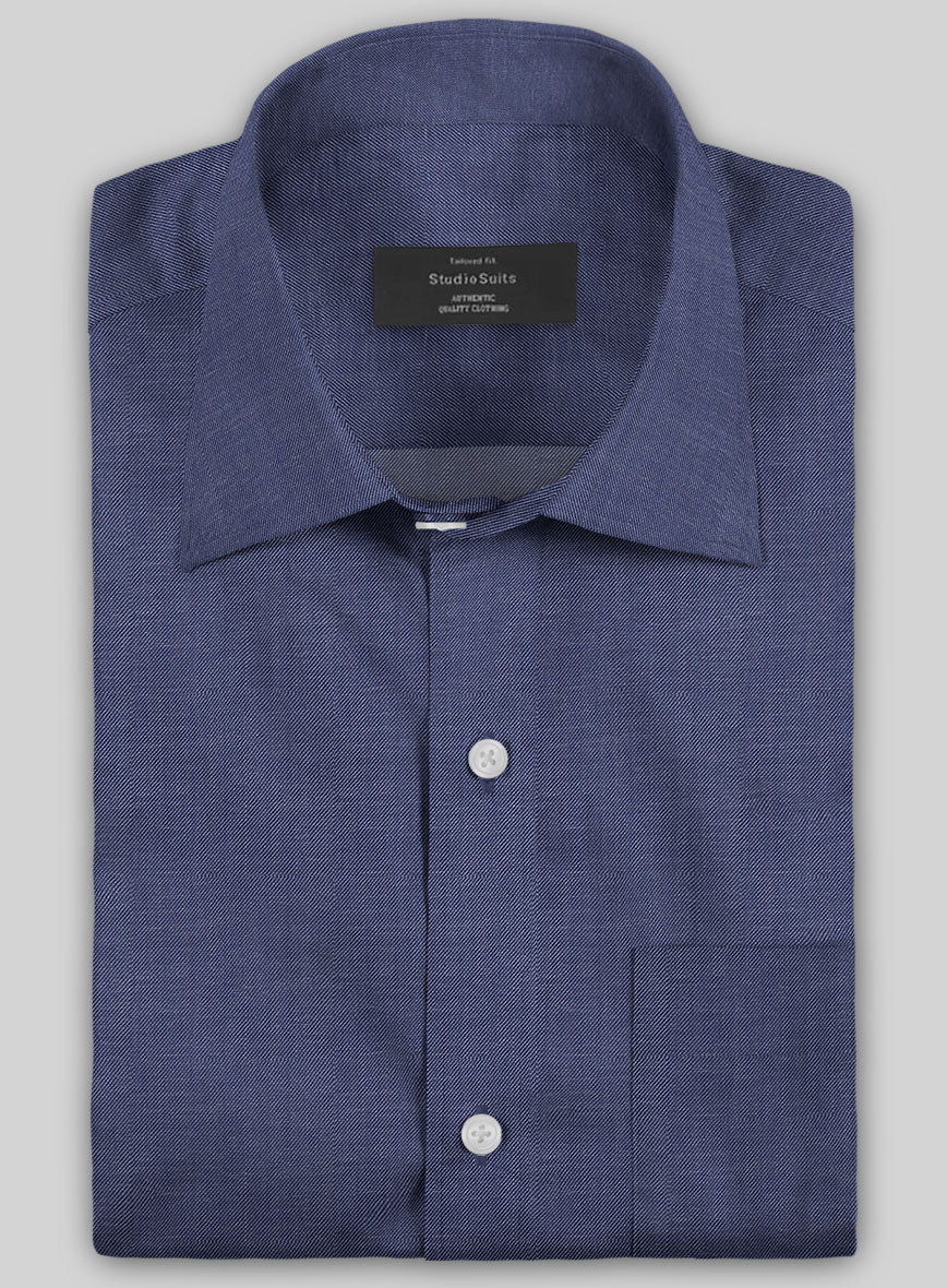 Italian Lombardo Indigo Blue Shirt - StudioSuits
