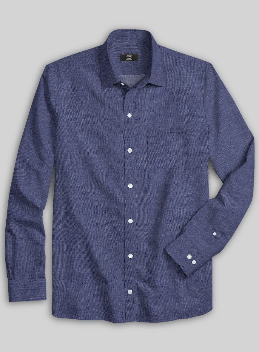 Italian Lombardo Indigo Blue Shirt - StudioSuits