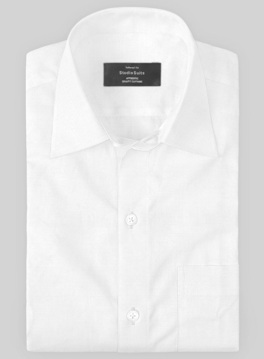 Italian Lombardo Pearl White Shirt - StudioSuits