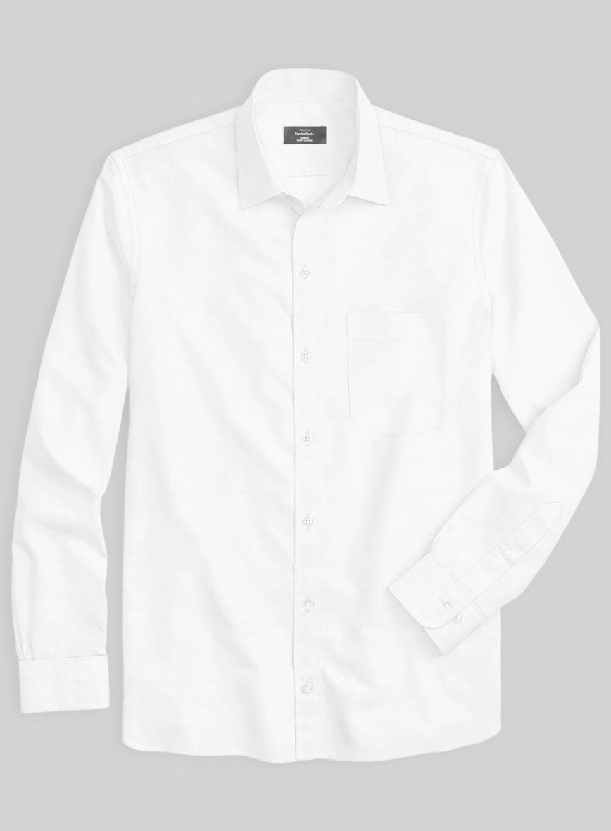 Italian Lombardo Pearl White Shirt - StudioSuits