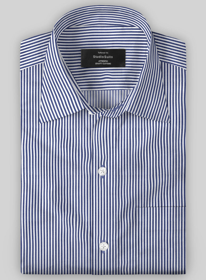 Italian Lombardo Tory Blue Stripes Shirt - StudioSuits