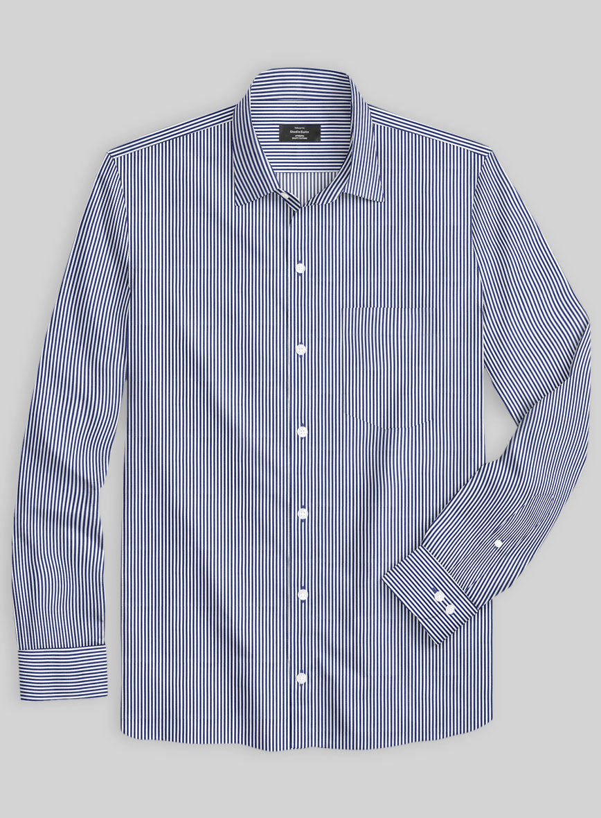 Italian Lombardo Tory Blue Stripes Shirt - StudioSuits