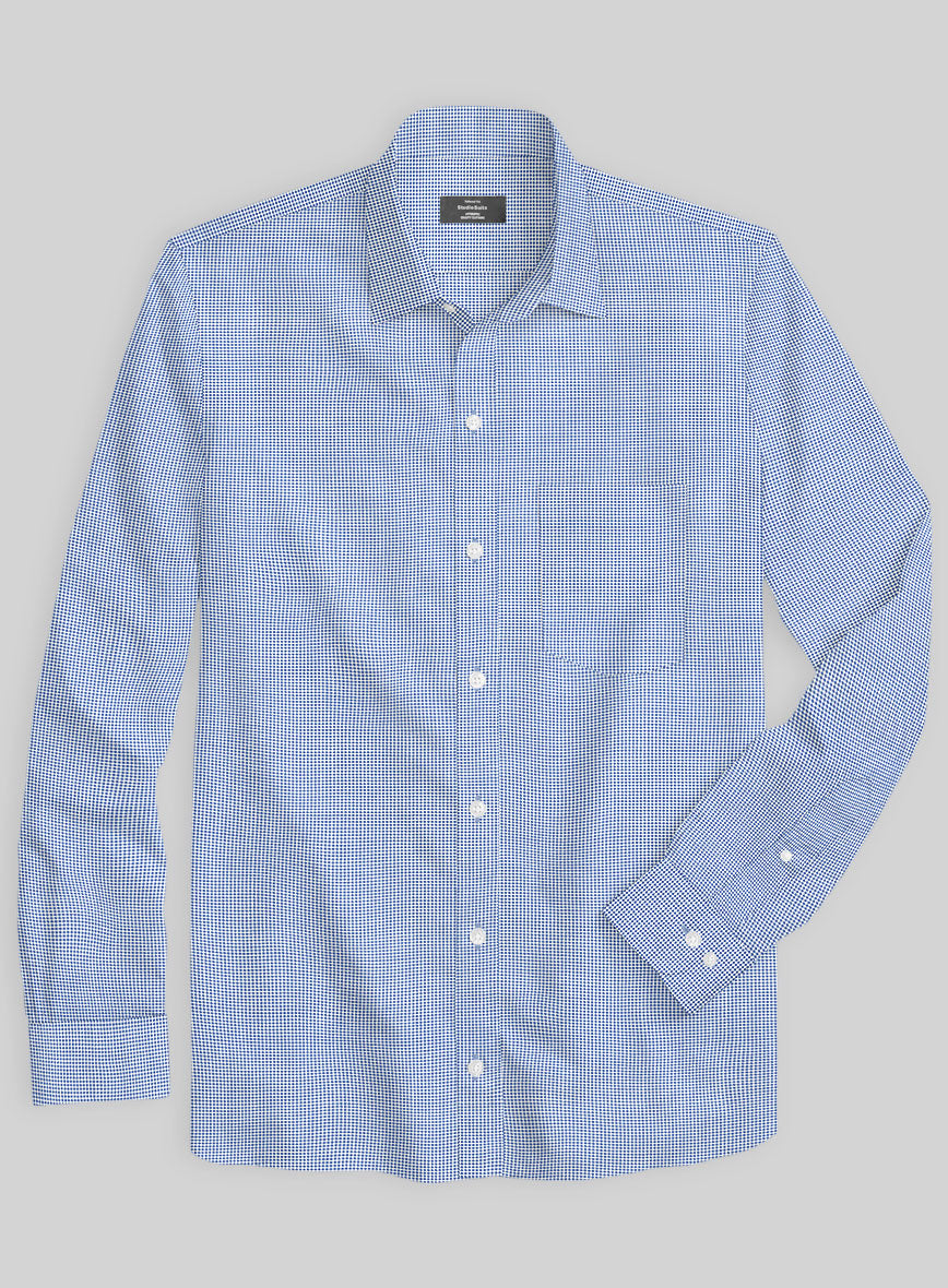 Italian Lombardo Weft Azure Blue Shirt - StudioSuits