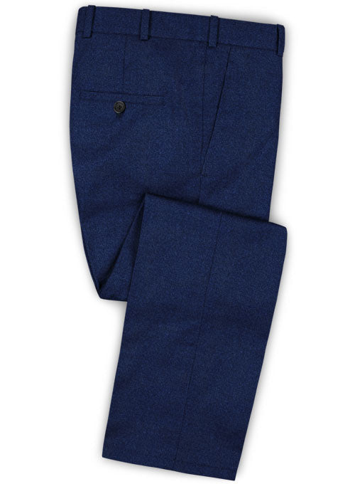 Italian Melange Blue Angora Wool Pants - StudioSuits