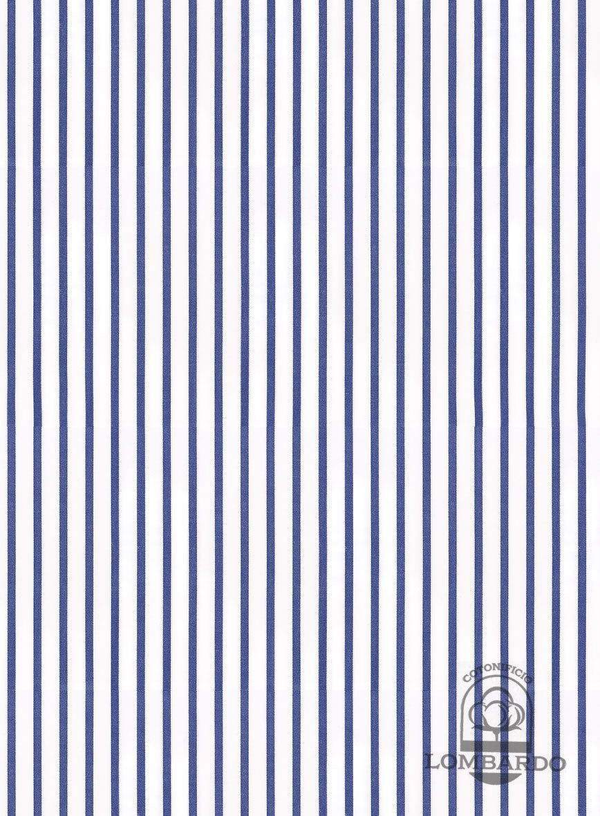 Italian Lombardo Banbury Navy Blue Stripes Shirt - StudioSuits