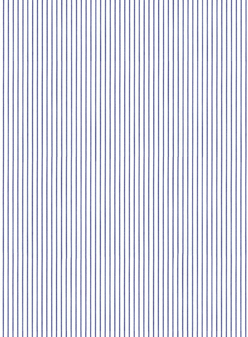 Italian Lombardo Cobalt Blue Pencil Stripes Shirt - StudioSuits