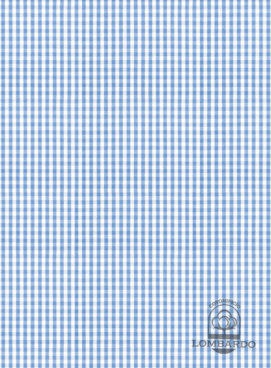 Italian Lombardo Gingham Blue Checks Shirt - StudioSuits