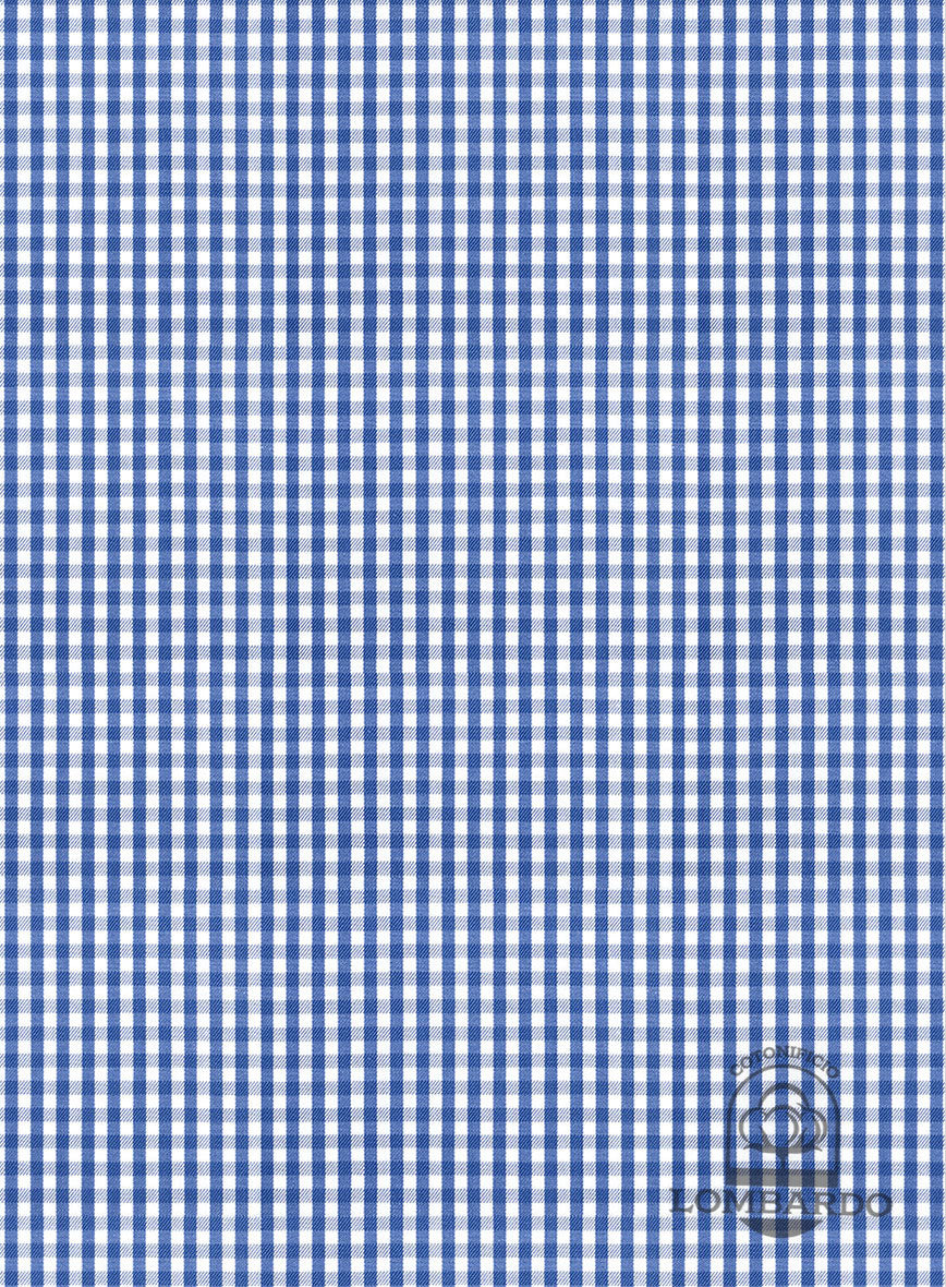 Italian Lombardo Gingham Yale Blue Checks Shirt - StudioSuits