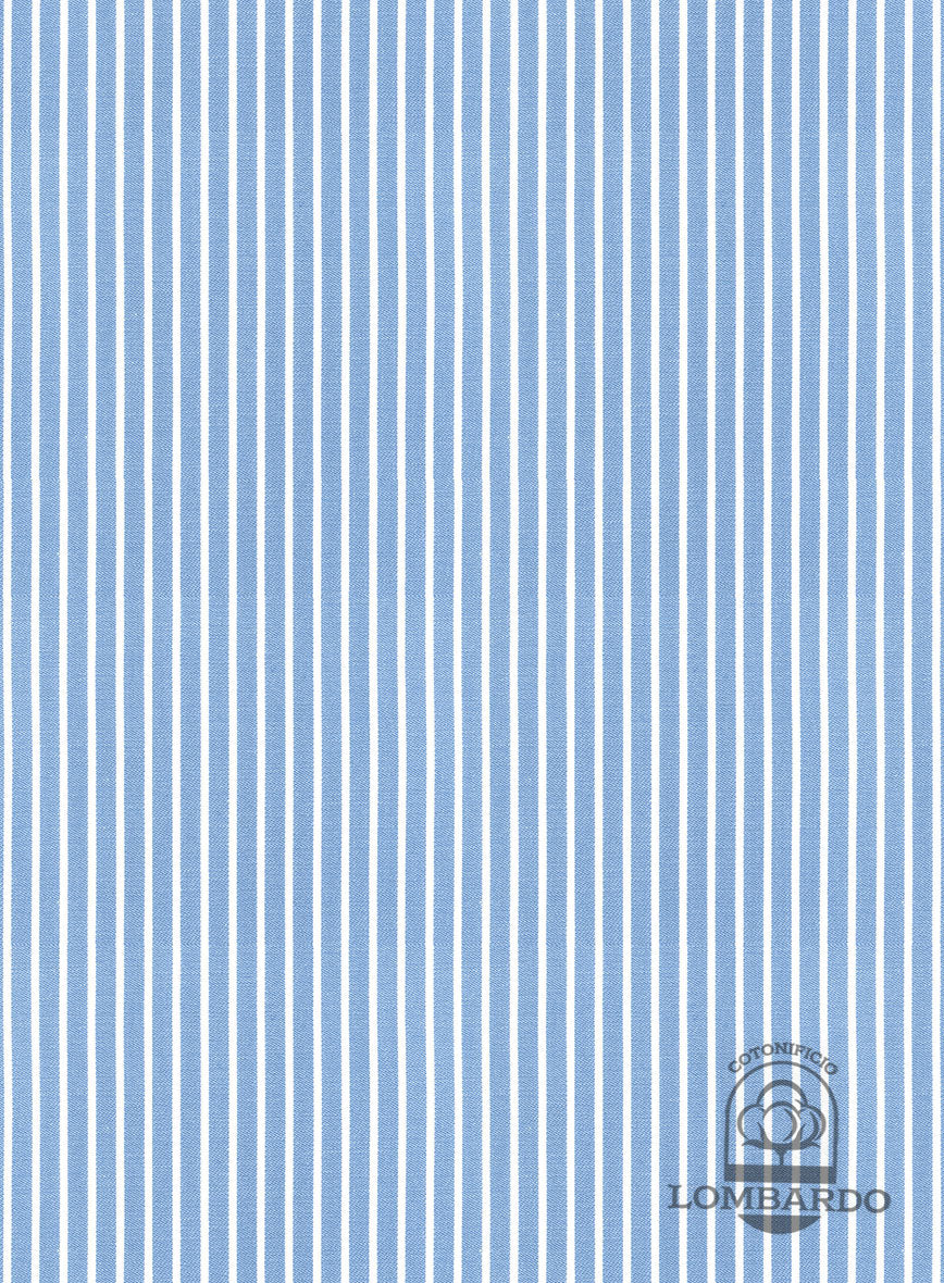 Italian Lombardo Ice Blue Stripes Shirt - StudioSuits