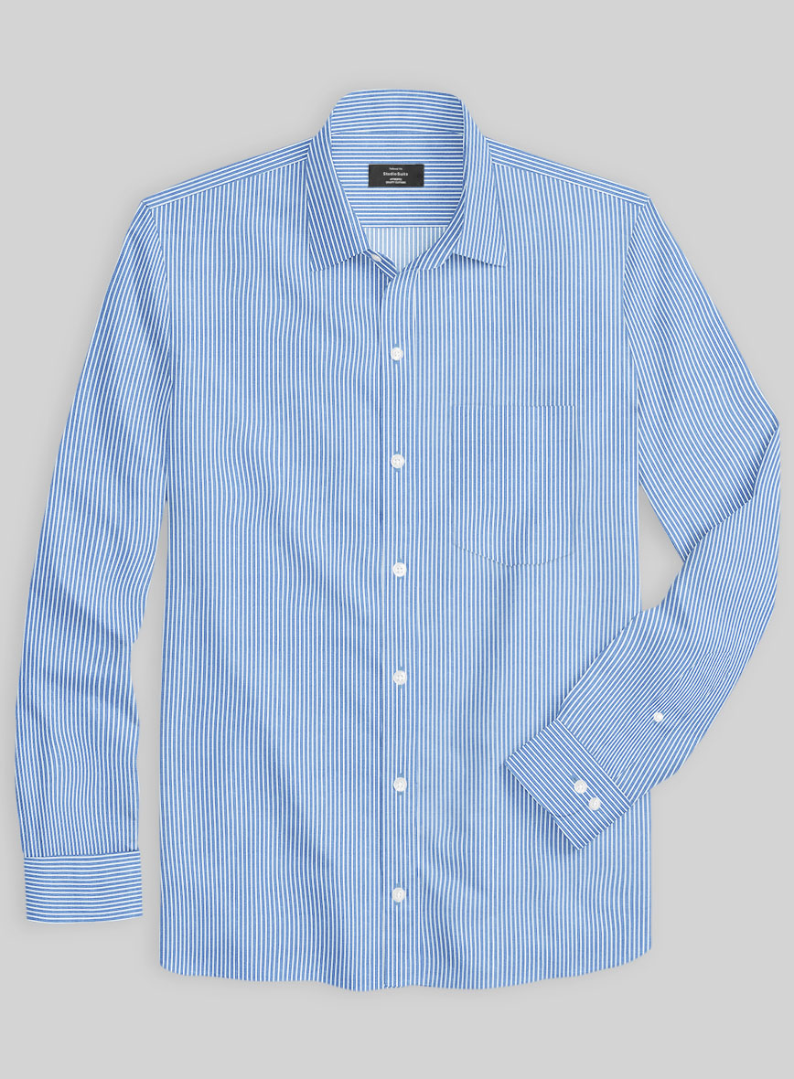 Italian Lombardo Jordy Blue Stripes Shirt - StudioSuits