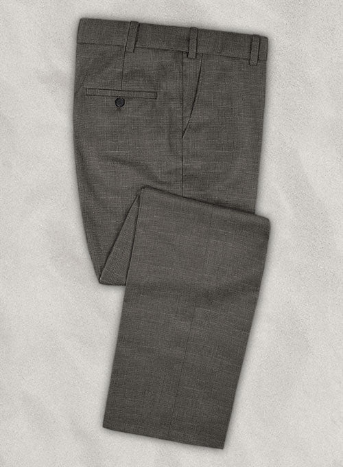 Italian Murano Mini Houndstooth Gray Wool Linen Pants - StudioSuits