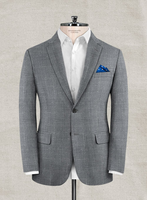 Italian Murano Gray Wool Linen Jacket - StudioSuits