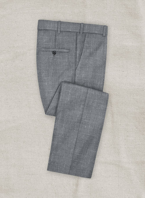 Italian Murano Gray Wool Linen Pants - StudioSuits