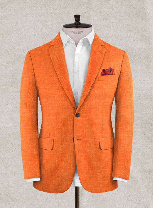 Italian Murano Orange Wool Linen Jacket - StudioSuits