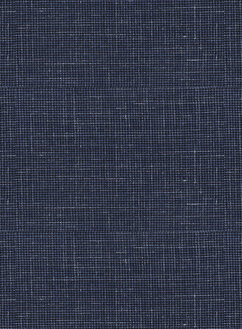 Italian Murano Mini Houndstooth Ink Blue Wool Linen Suit - StudioSuits