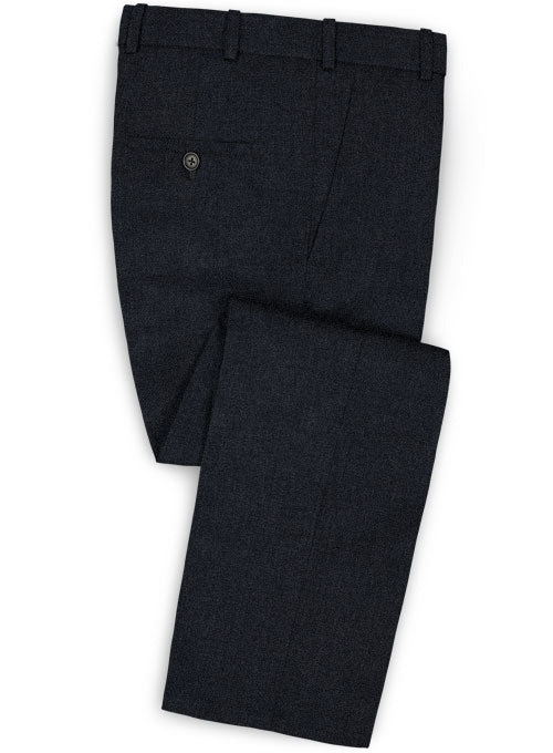 Italian Navy Blue Twill Linen Pants - StudioSuits