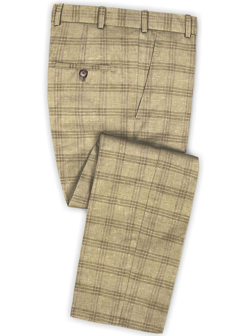 Italian Oatland Beige Linen Pants - StudioSuits
