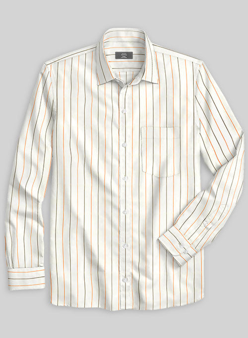 Italian Old Shuttle Loom Cream Stripe Shirt