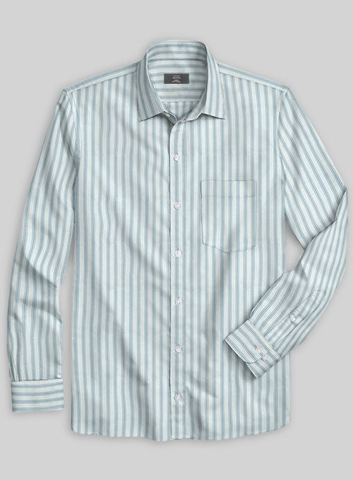 Italian Old Shuttle Loom Pale Blue Stripe Shirt