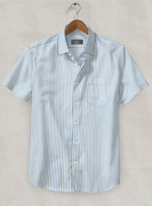 Italian Old Shuttle Loom Blue Stripe Shirt - StudioSuits