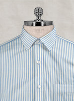 Italian Old Shuttle Loom Blue Stripe Shirt - StudioSuits