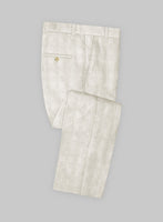 Italian Prato Beige Glen Linen Pants - StudioSuits