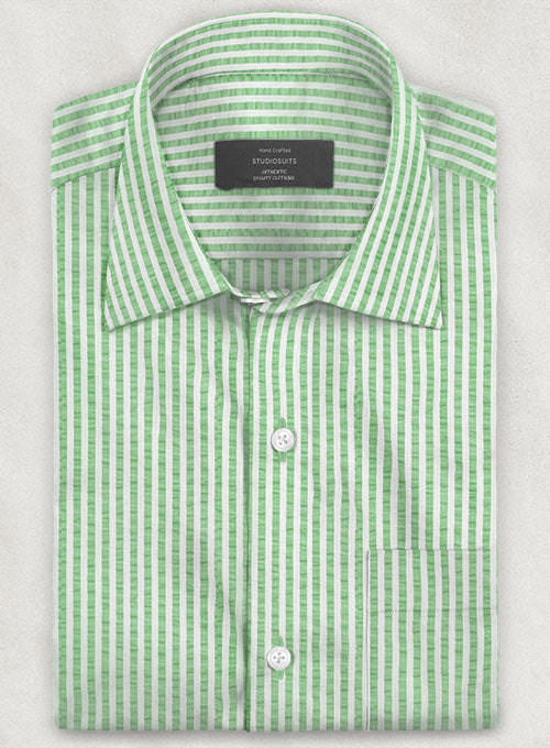 Italian Seersucker Light Green Shirt – StudioSuits