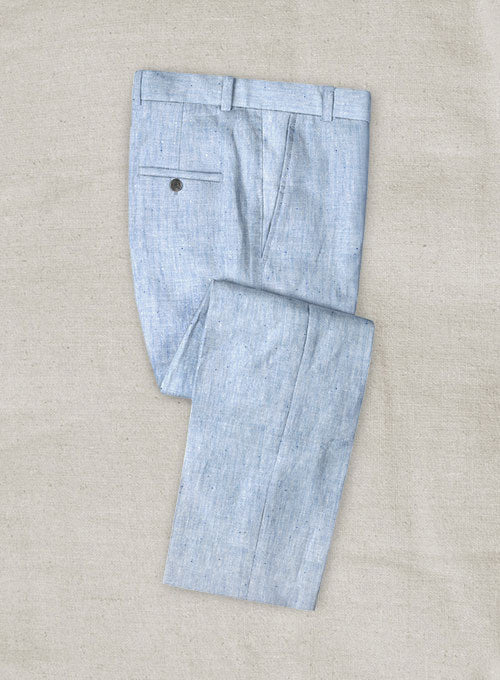 Italian Sky Blue Linen Pants - Pre Set Sizes - Quick Order - StudioSuits
