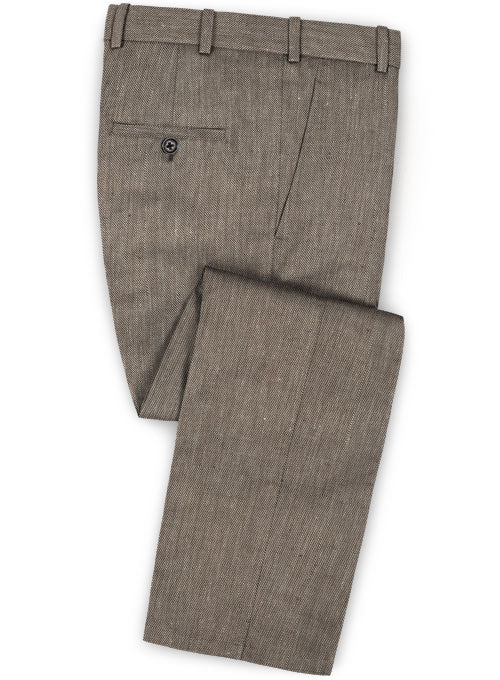 Italian Sober Green Linen Pants - StudioSuits