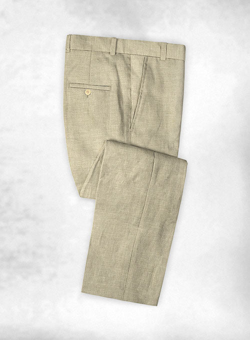 Italian Spring Beige Linen Pants - StudioSuits