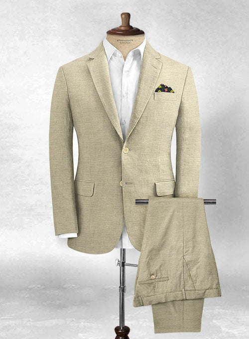 Italian Spring Beige Linen Suit - StudioSuits