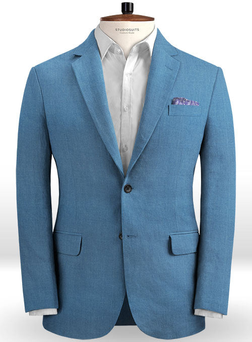 Italian Stone Blue Linen Jacket - StudioSuits