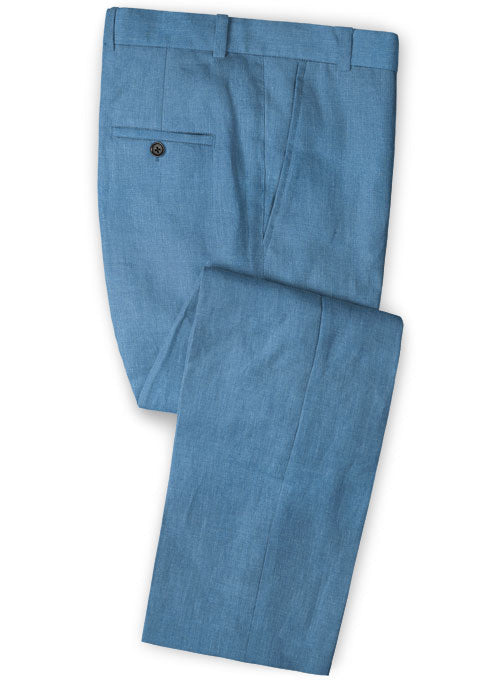 Italian Stone Blue Linen Suit - StudioSuits