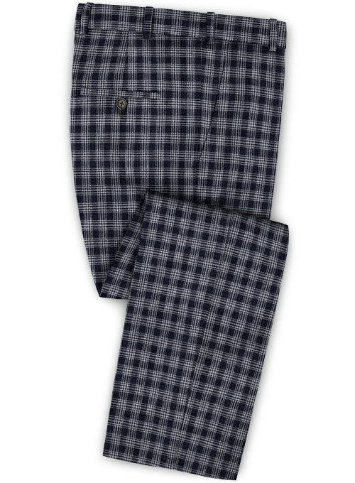 Italian Ted Blue Checks Linen Pants - StudioSuits